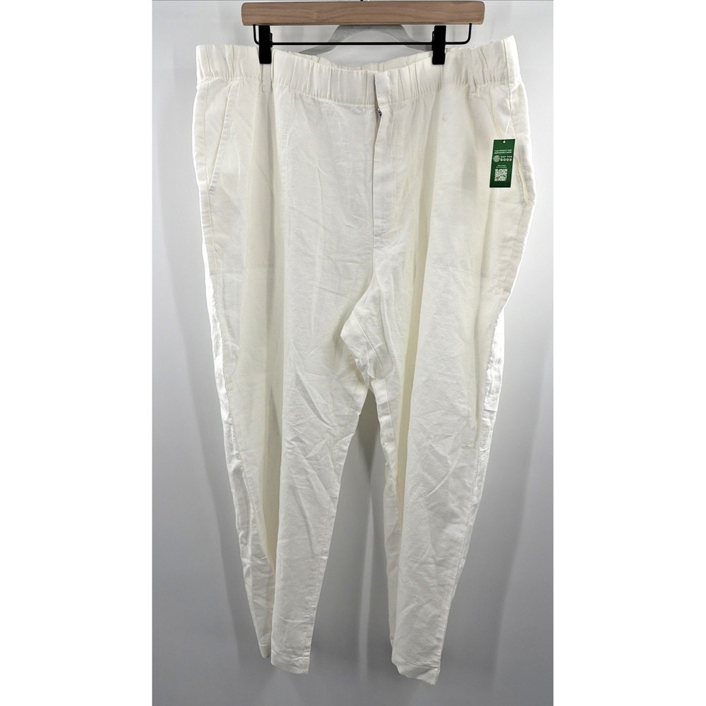 Gap Wide Leg Ankle Pants Linen Blend NWT Size XXL White Resort Coastal
